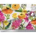 thumbnail image 3 of Soimoi White Modal Satin Fabric Leaves & Floral Decor Fabric Printed BTY 42 Inch Wide, 3 of 3