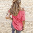 thumbnail image 2 of Nouveau Pull Col en V Ample pour Femmes Manches Courtes T-Shirt Uni, 2 of 2