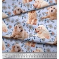 thumbnail image 2 of Soimoi Modal Satin Fabric Floral,Book & Golden Retriever Dog Decor Fabric Printed Yard 42 Inch Wide, 2 of 3