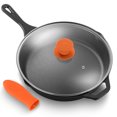 thumbnail image 1 of NutriChef 12" Pre Seasoned Nonstick Cast Iron Frying Pan with Lid & Handle Cover, 1 of 8