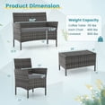 thumbnail image 3 of Costway 8 PCS Patio Furniture Set with Washable Cushions and Tempered Glass Coffee Table Gray, 3 of 8