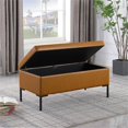 thumbnail image 3 of HomePop Banc de Rangement Moderne Grand de 18,5 Pouces en Similicuir avec Pattes en Métal, Brun, 3 of 12