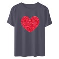 thumbnail image 4 of Meichang T-Shirts de la Saint-Valentin pour Femmes Hauts Mignons Imprimé Cœur Hauts Mignons Col Rond Manches Courtes Décontracté T-Shirts de Vacances Saint-Valentin, 4 of 6