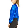 thumbnail image 4 of INSPIRE CHIC Women's Casual Stand Collar Metallic Zip Crop Length Bomber Jacket, 4 of 6