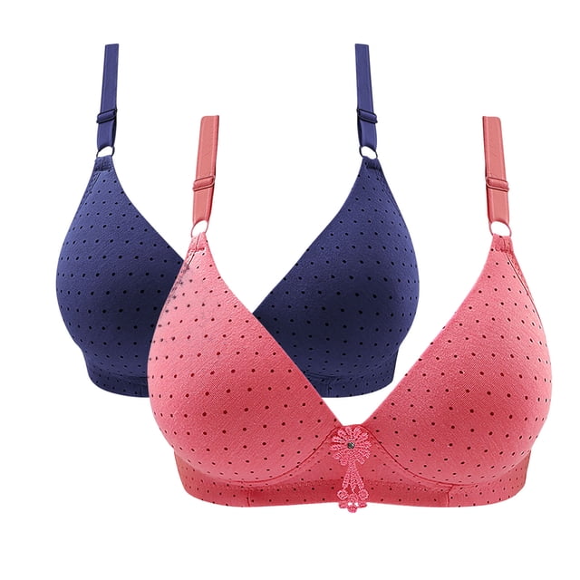 Timegard 2pc Wireless Bras for Women Breathable Comfort Adjustable Strap High Support Everyday Bralette
