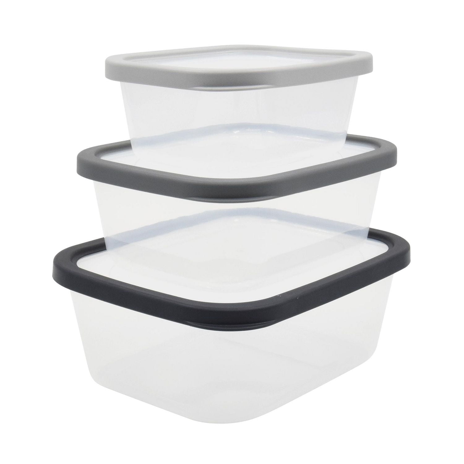 Mainstays Grey Plastic Food Storage Container Set, 3 Piece