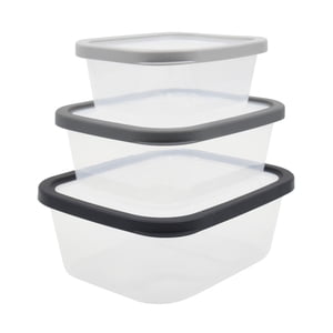 Mainstays Ensemble de contenants en plastique gris, 3 Pièce