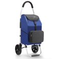 thumbnail image 2 of Foldable Shopping Trolley, Portable Grocery Cart with 29L Removable Bag, Insulated Pouch, Aluminum Frame (Blue), 2 of 6