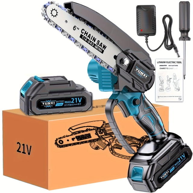 21V 6-Inch Cordless Mini Chainsaw with Lithium Battery, Handheld Electric Saw for Wood Cutting & Tree Trimming