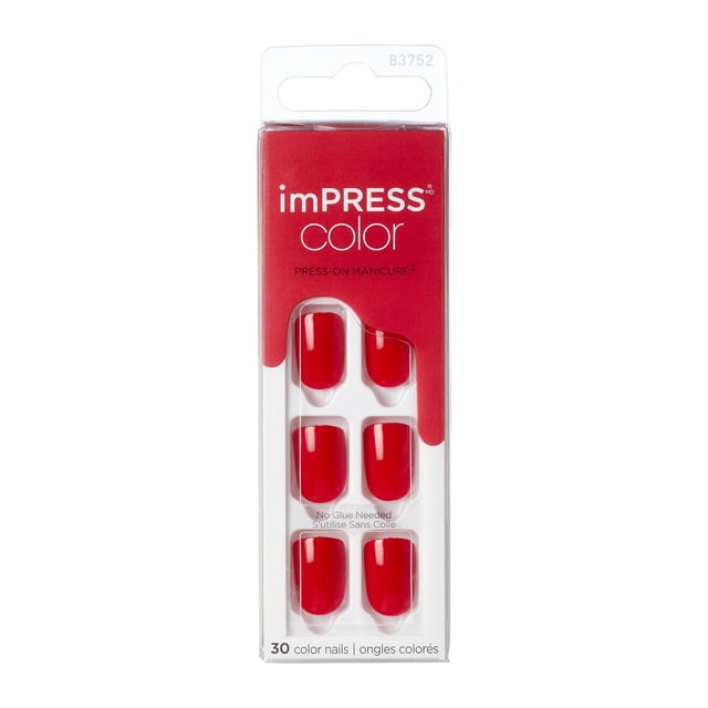 KISS ImPRESS Color - Fake Nails, 30 Count, Short