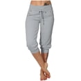 thumbnail image 1 of Timegard Womens Yoga Pants Drawstring High Waist Workout Cropped Pants Athletic Capri Pants with Pockets, 1 of 7