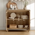 thumbnail image 3 of WAMPAT 2-in-1 Buffet Server Table, Accent Sideboard with Storage & Glass Door,Console Table for Kitchen, Dining Room, and Living Room, Oak, 3 of 8