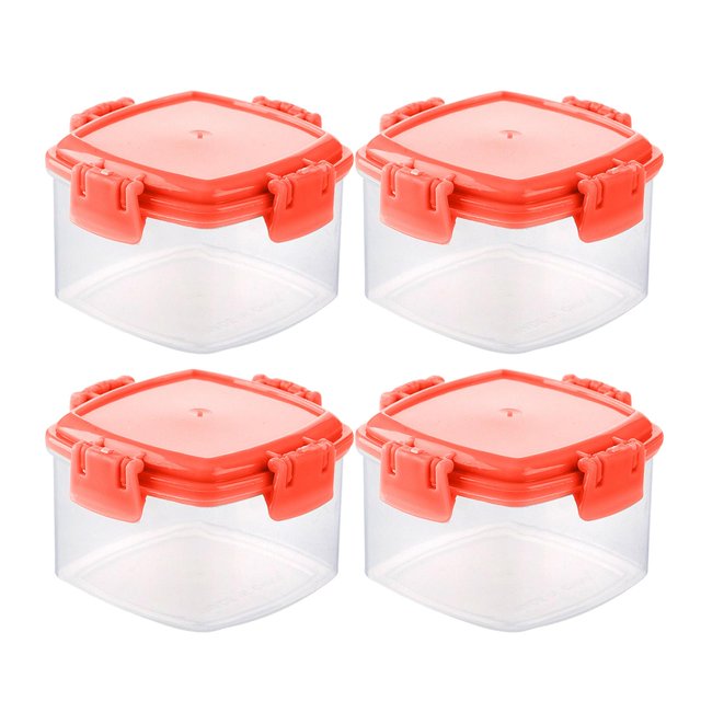 S SERENABLE 4Pcs Small Bottles Portable Food Storage Container Seasoning Bottles Square Red