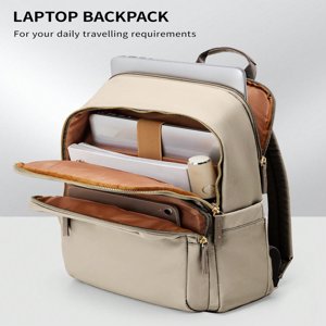 Sac à dos pour ordinateur portable pour femmes 14/15 pouces Laptop Mode imperméable à l'eau Sac de livre pour les voyages Travail d'entreprise Professeur Nurse Computer Bag avec compartiment informatique Stylish La,Khaki
