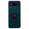 thumbnail image 1 of For Samsung Galaxy Z Flip4 5G Ring Buckle Genuine Leather Large Pebbled Phone Case Green, 1 of 5