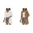 thumbnail image 1 of 2 Pack(White 1PCS & Khaki 1PCS) Multipack Women Casual Cardigan Three Quarter Sleeve Open Front Lightweight Dots Cardigan Draped Plus Cardigan Ruffles Cardigan, 1 of 7
