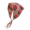 thumbnail image 1 of Hand Crocheted Hook Flower Hollowed Out Triangular Scarf Sweet And Cute Tie Hair Turban Hat, 1 of 1