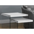 thumbnail image 3 of Monarch Specialties Nesting Table, Set Of 2, Side, End, Accent, Living Room, Bedroom, Tempered Glass, Laminate, Glossy White, Clear, Contemporary, Modern, 3 of 5
