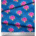 thumbnail image 2 of Soimoi Tissu en Coton Cambric Design Quatrefoil, Imprimé Floral Feuilles & Roses au Mètre 56 Pouces de Large, 2 of 3