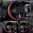 thumbnail image 4 of Universal Microfiber Leather Steering Wheel Cover Protector with Stitching Design Elastic 15 Inch Fit Interior Car Accessories for Enhanced Grip and Comfort, 4 of 6