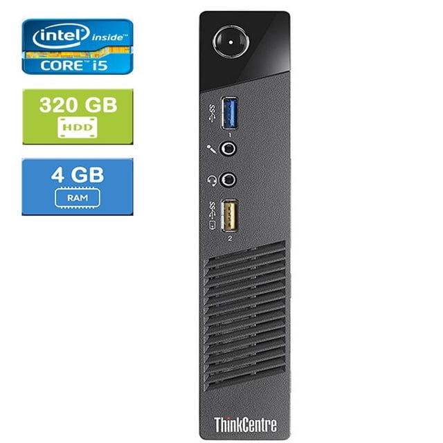 Remis à Neuf : LENOVO M83 TINY Intel Core i5-4570T 2,90 GHz, 4 Go, 320 Go HDD, Win 10 Pro