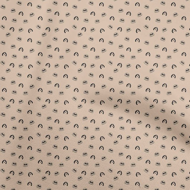 oneOone Rayon Light Beige Fabric Retro Dog Faces Sewing Material Print Fabric By The Yard 56 Inch Wide