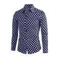 thumbnail image 2 of INSPIRE CHIC Men's Shirt Polka Dots Pattern Point Collar Long Sleeve Button Down Shirt 50 Navy Blue, 2 of 7