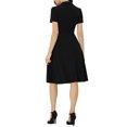thumbnail image 3 of INSPIRE CHIC Robes Vintage pour Femmes 2024 Col Plat Manches Courtes Robe Évasée S Noir, 3 of 6