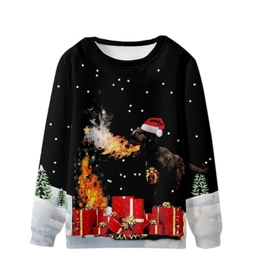 yievot Chandails pour Hommes Mode Décontractée Chandails de Noël Laids Chandail à Enfiler Impression 3D Manches Longues Col Rond Haut Chemise