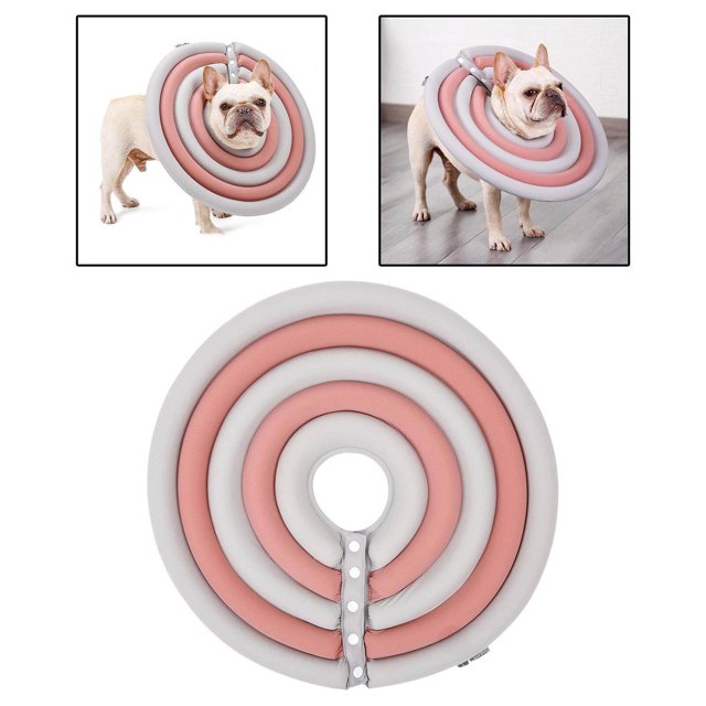 Maoww Adjustable Dog Collar Recovery Anti-Bite Cone Soft Protector for Pet Cat Gray Pink L