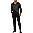 thumbnail image 2 of INSPIRE CHIC Men's Dress Satin V Neck Long Sleeves Button Down Party Shirts, 2 of 4