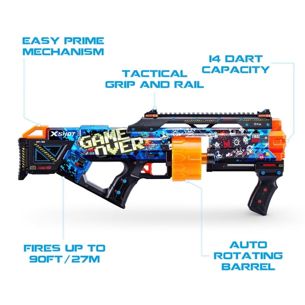 X-Shot Skins – Lot De 2 Blasters Flux Crucifer – 16 Fléchettes Air Pocket – Portée 27 M – Dès 8 Ans