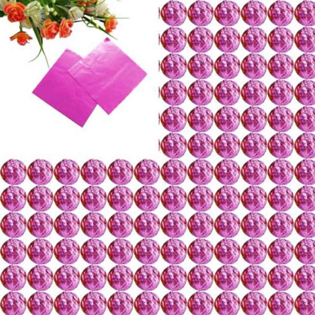 QualitChoice 100 Square Aluminum Foil Wrappers for Chocolate Sweets Candy Confectionery pink 1Set