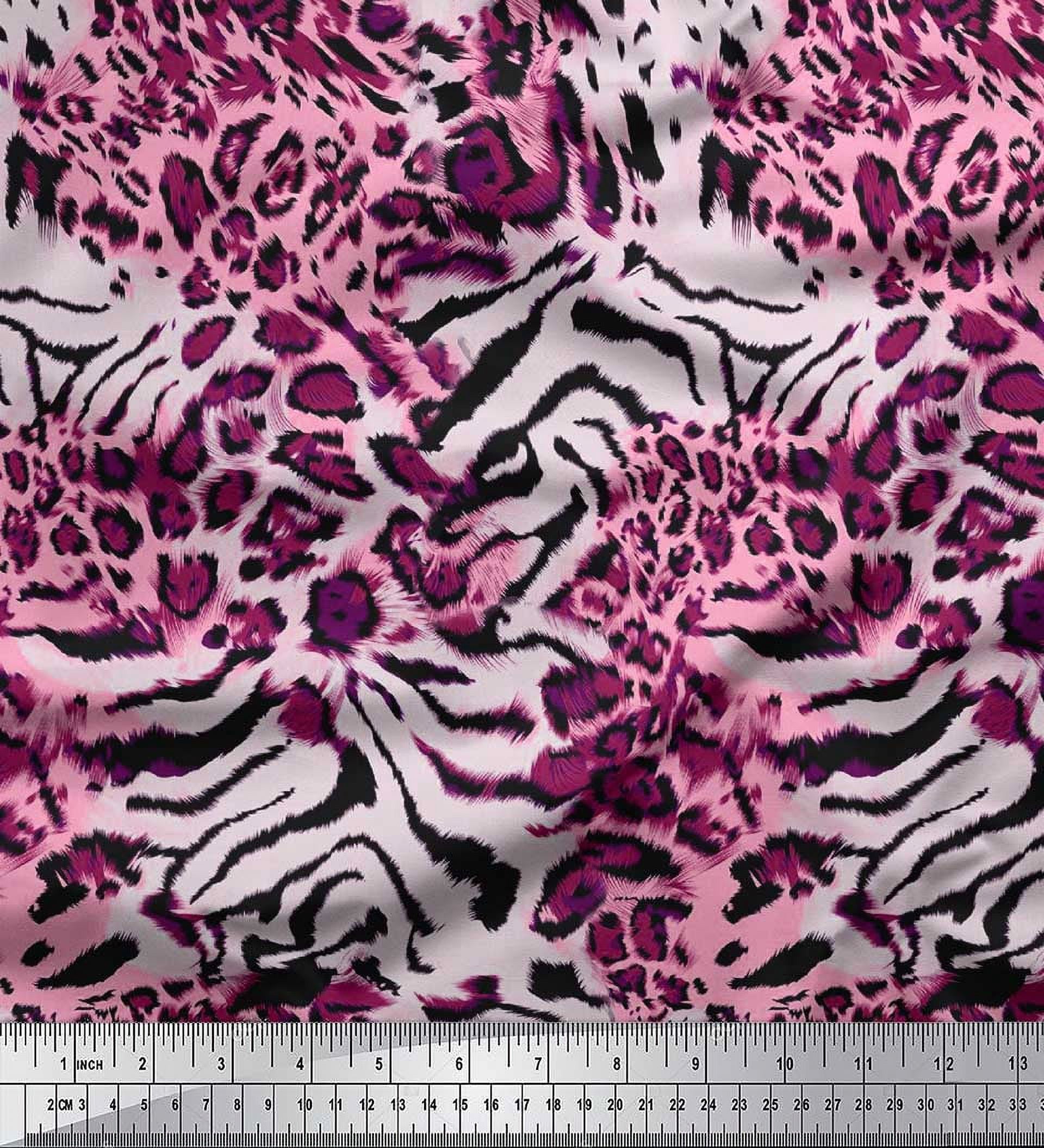 Soimoi Red Velvet Fabric Leopard & Wild Animal Skin Printed Fabric 1 Yard 58 Inch Wide