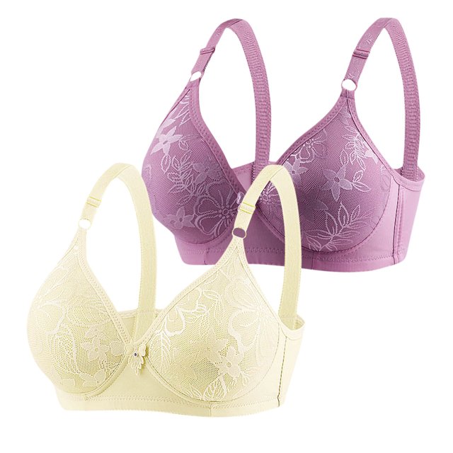 Timegard 2 Pc Bras Summer for Women Adjustable Strap Lace Full Coverage Wirefree Comfortable Everyday Bra