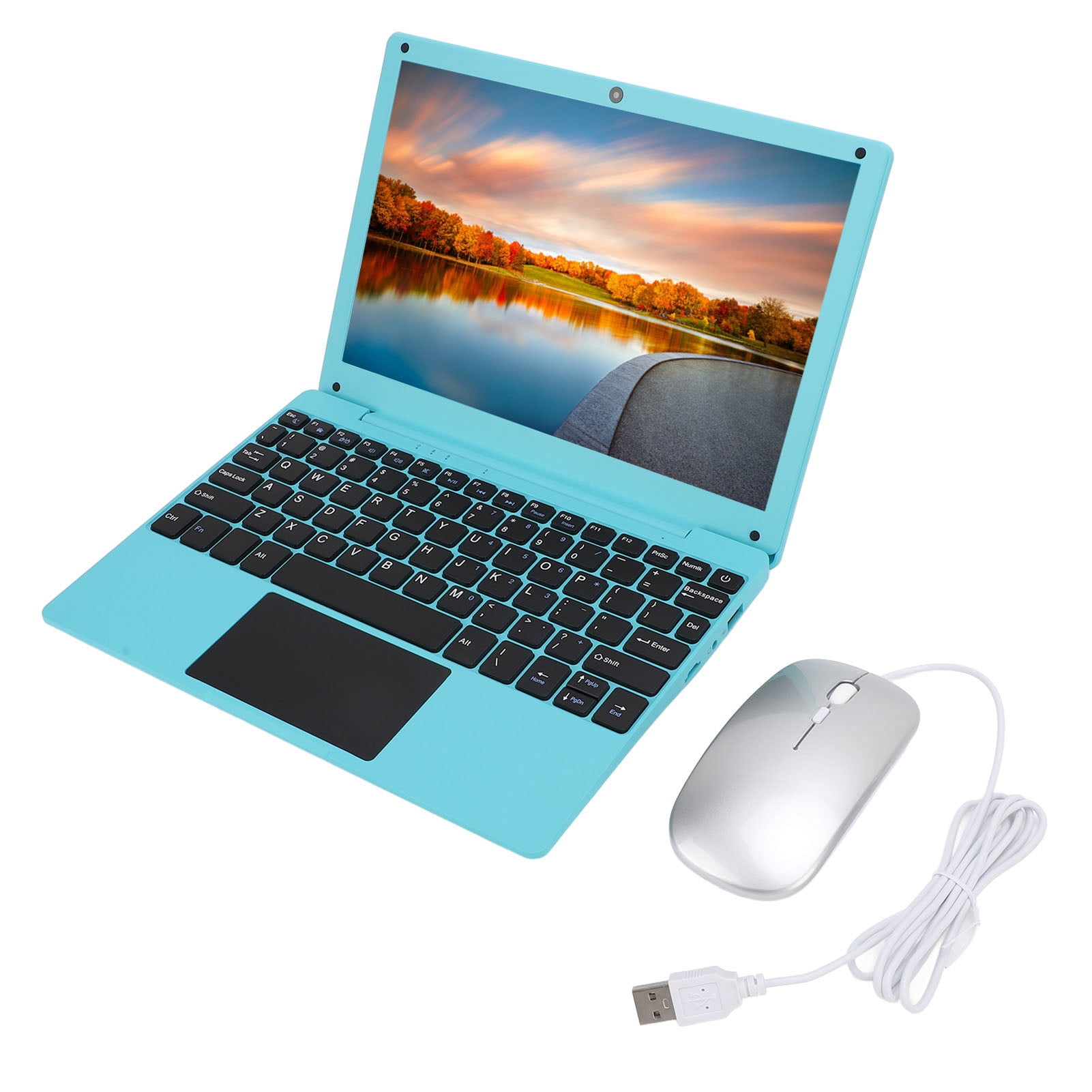Portable Laptop, 10.1 Inch Quad Core Traditional Laptop with USB Wired Mouse for  12.0, Ultra Slim Laptop Mouse Combo for Study Work Entertainment