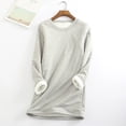 thumbnail image 2 of Chandail en Molleton Doublé Sherpa en Polaire pour Femmes, Chandail Chaud d'Hiver, Col Rond, Automne, Tunique de Détente, Rouge Melon D\'eau 2TG, 2 of 7