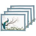 thumbnail image 1 of Vargottam Napperons - Napperon pour Table à Manger, Ensemble de 4 - Serviette en Coton Imprimée et Réversible - Napperons d'Intérieur pour Table de Salle à Manger à la Maison et en Cuisine - Paon (Vert Sarcelle), 1 of 5