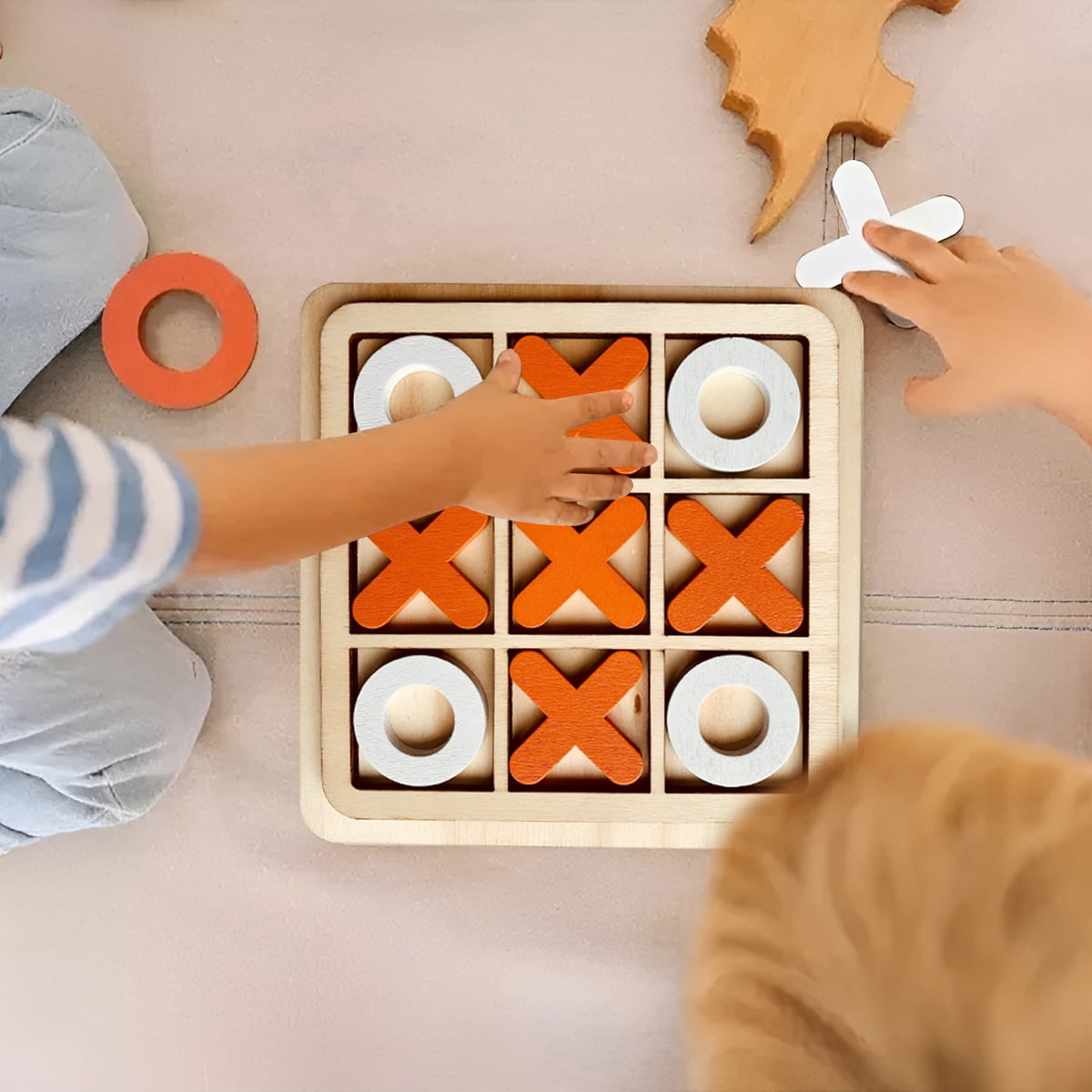 Jetcloudlive Wooden Tic Tac Toe, Noughts and Crosses Game Educational Toy,for Kids and Adults Family Tabletop Board Game