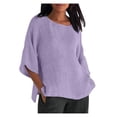 thumbnail image 1 of DPTALR Blouse Chemise Ample en Coton à Manches Courtes d'Été pour Femme à Col Rond, 1 of 6