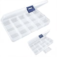 thumbnail image 1 of White Plastic Fishing Hook Tackle Box Organizer Storage Case 15 Slots 白色/White #EK9E9, 1 of 7
