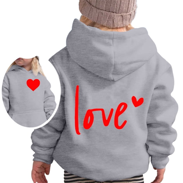FAOWME Sweat à Capuche à Manches Longues pour Enfants Imprimé Lettres Léger Gris 8-9 Ans