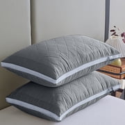 EazyTech Hotel Bed Pillow Queen Size for Back Side Stomach Sleepers - Ultra Soft & Supportive Down Alternative Filling Pillow with Breathable Fabric 20x30in Gray