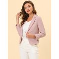 thumbnail image 2 of INSPIRE CHIC Blazer pour Femme à devant Ouvert Veste de Tailleur Courte d'Été pour le Travail TG Rose-Uni, 2 of 6
