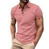 Ketyyh-chn99 Mens Polo Shirts Short Sleeve Knit Underwear Button Pocket Cotton Linen Casual Short Sleeve Shirt Loose Solid Color Shirt Tops Watermelon Red,L