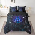 thumbnail image 2 of YST Trippy Cosmos Comforter Set, Celestial Bedding 7-Piece, Full, Neon Blue Nebula, Psychedelic Galaxy Patterns, 2 of 4