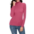 thumbnail image 3 of 2025 Femmes Décontracté Uni Femmes Course Manches Longues Manches Longues Col Roulé Simulé T-Shirts et Hauts pour Dames Blouse Hauts Coupe Ajustée Chemise à Manches Longues en Coton pour Femmes Extensible Couche T-Shirts, 3 of 7