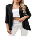 thumbnail image 1 of CNKOO Women‘s Casual Lightweight Open Front Cardigans Soft Draped Ruffles 3/4 Sleeve Cardigan S-XL, 1 of 7