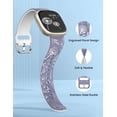 thumbnail image 4 of Wearlizer 2 Packs Compatible with Fitbit Versa 4 Bands/Versa 3 Bands/Sense 2 Bands/Sense Bands for Women, Pretty Two-tone Floral Engraved Silicone Straps, Cute Flower Pattern Sport Wristband Bracelets, 4 of 6