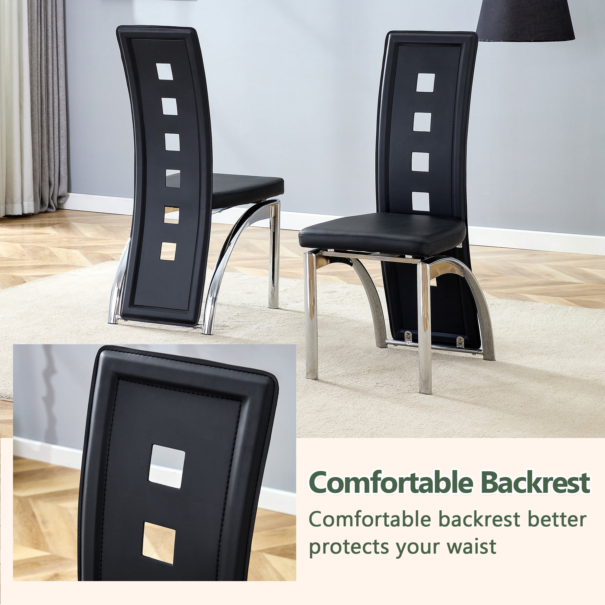 Noble House Modern Minimalist 2-Piece Dining Chair Set